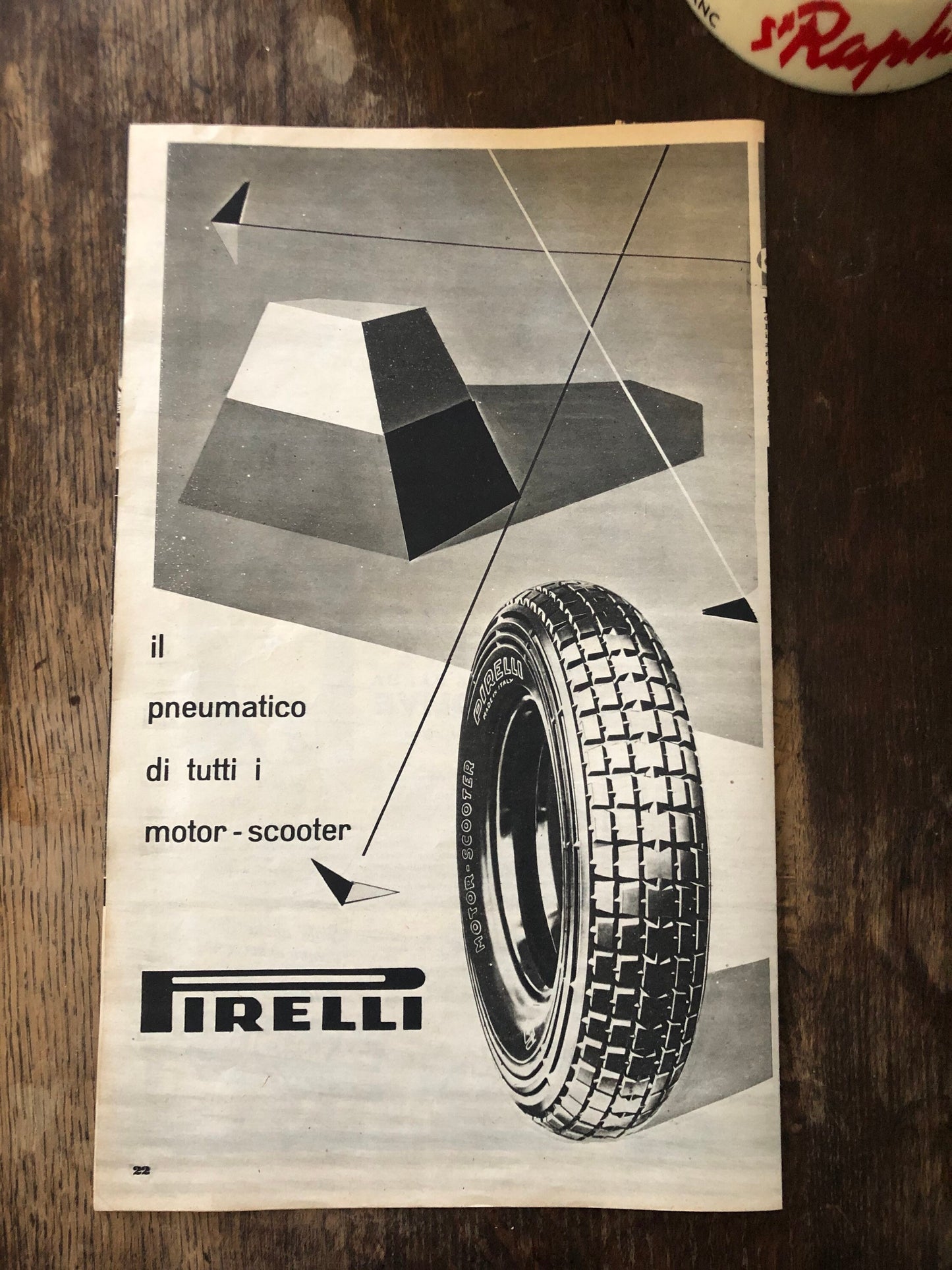 Vintage Advertising Print - Pirelli Scooter Tyres, 1953