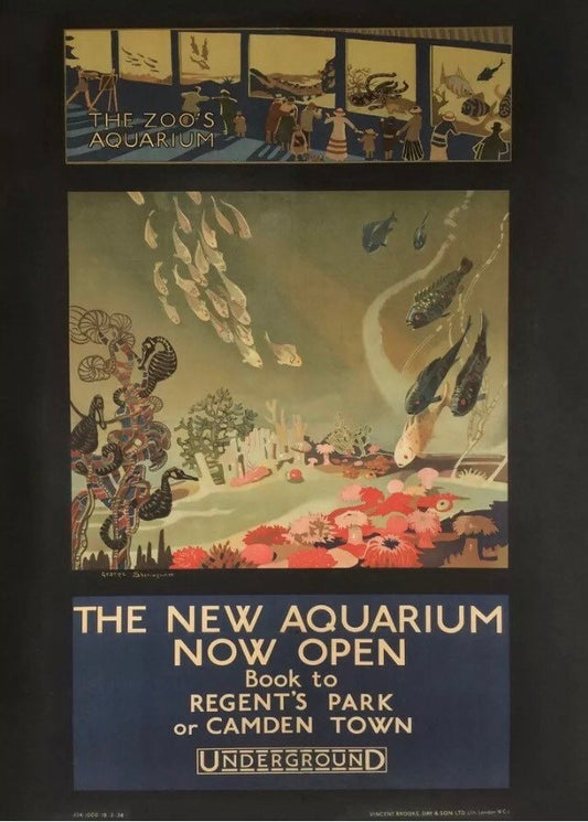 Vintage Advertising Poster - London Transport, London Zoo,'New  Aquarium', 1924