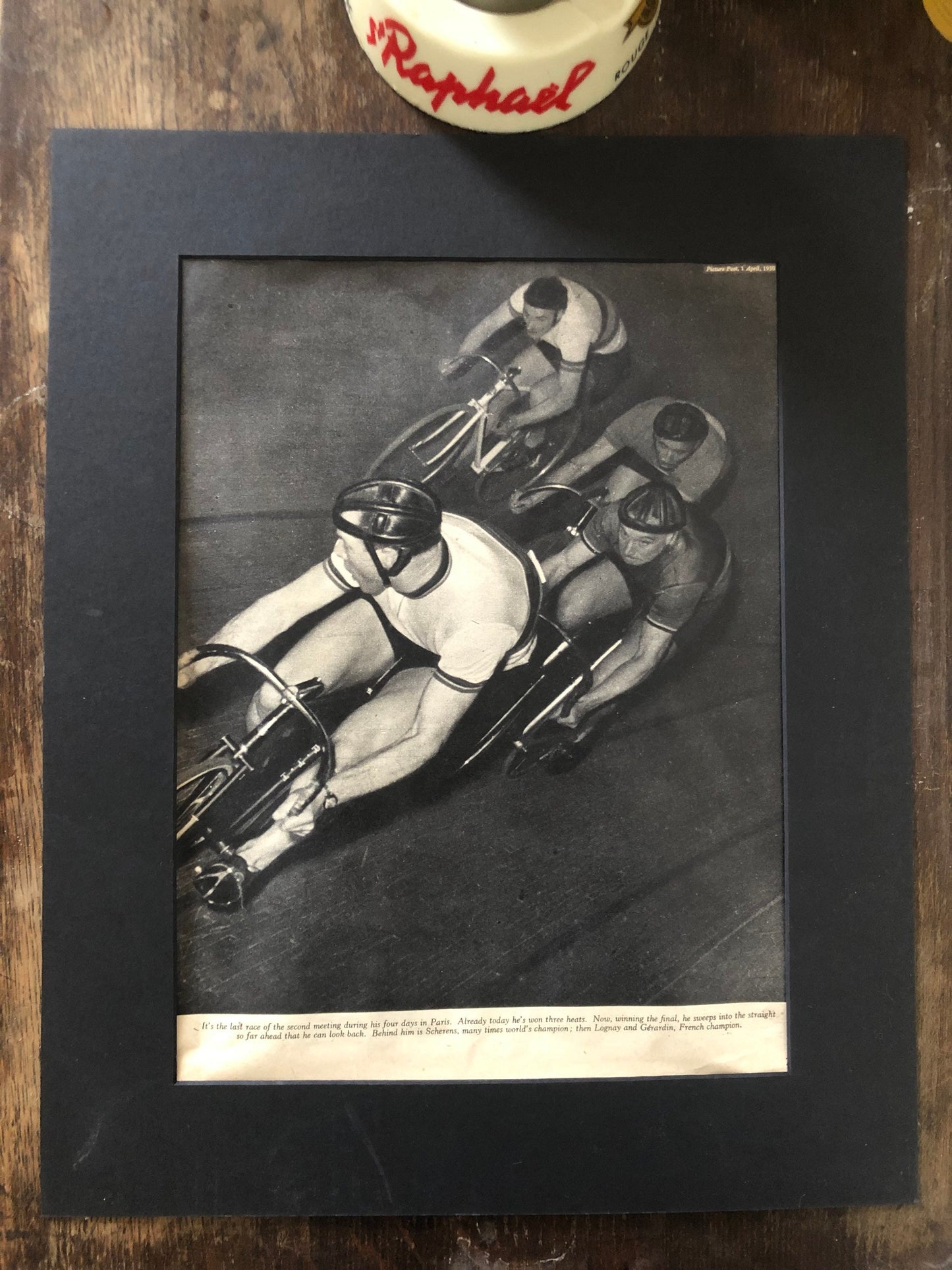 Vintage Track Cycling Print - Reg Harris, 1954