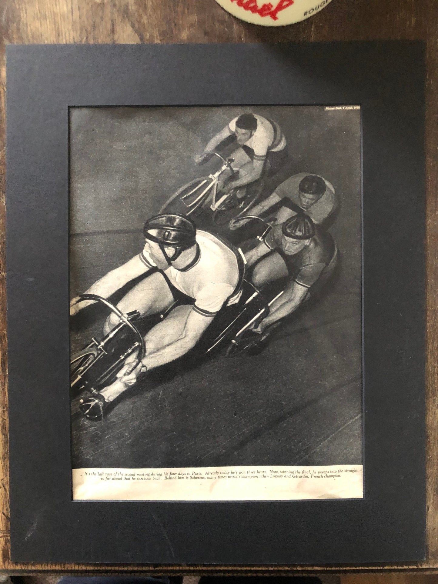 Vintage Track Cycling Print - Reg Harris, 1954