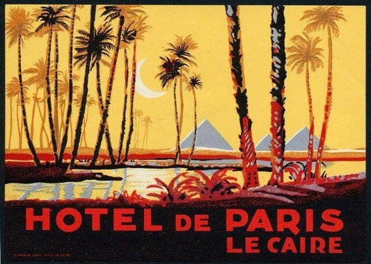 Vintage Travel Print - Hotel de Paris, Cairo, c 1930s