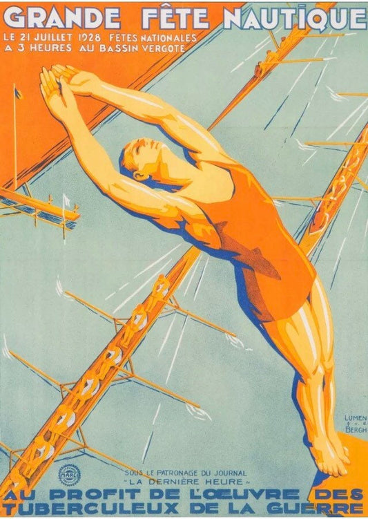 Vintage Swimming Poster - Grand Fete Nautique,  French 1928