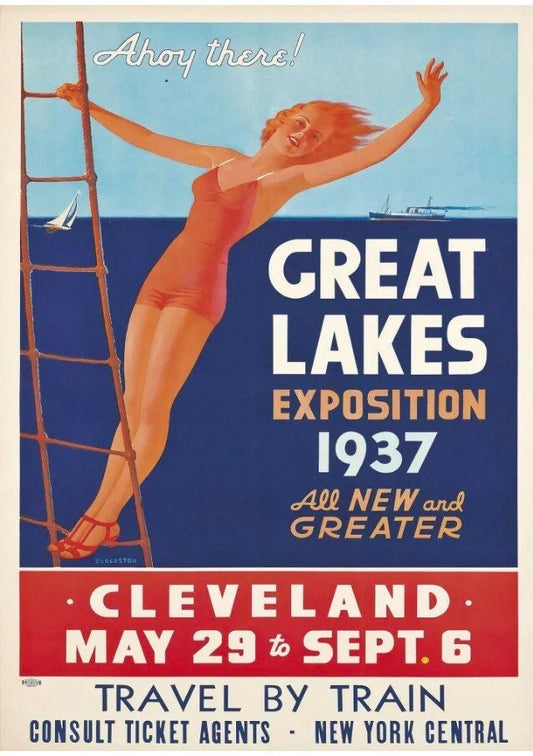 Vintage Travel Poster - Great Lakes, Cleveland, 1937