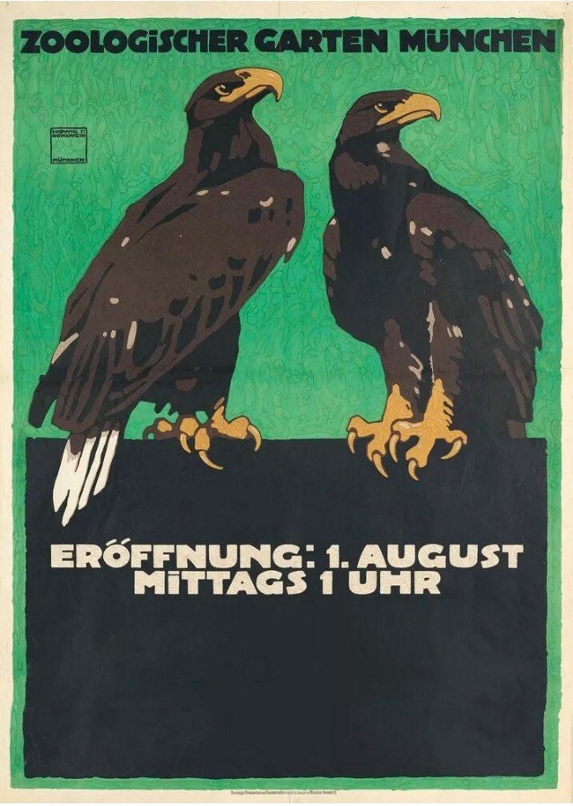 Vintage Design Print - Munich Zoological Gardens, Ludwig Hohlwein, 1912