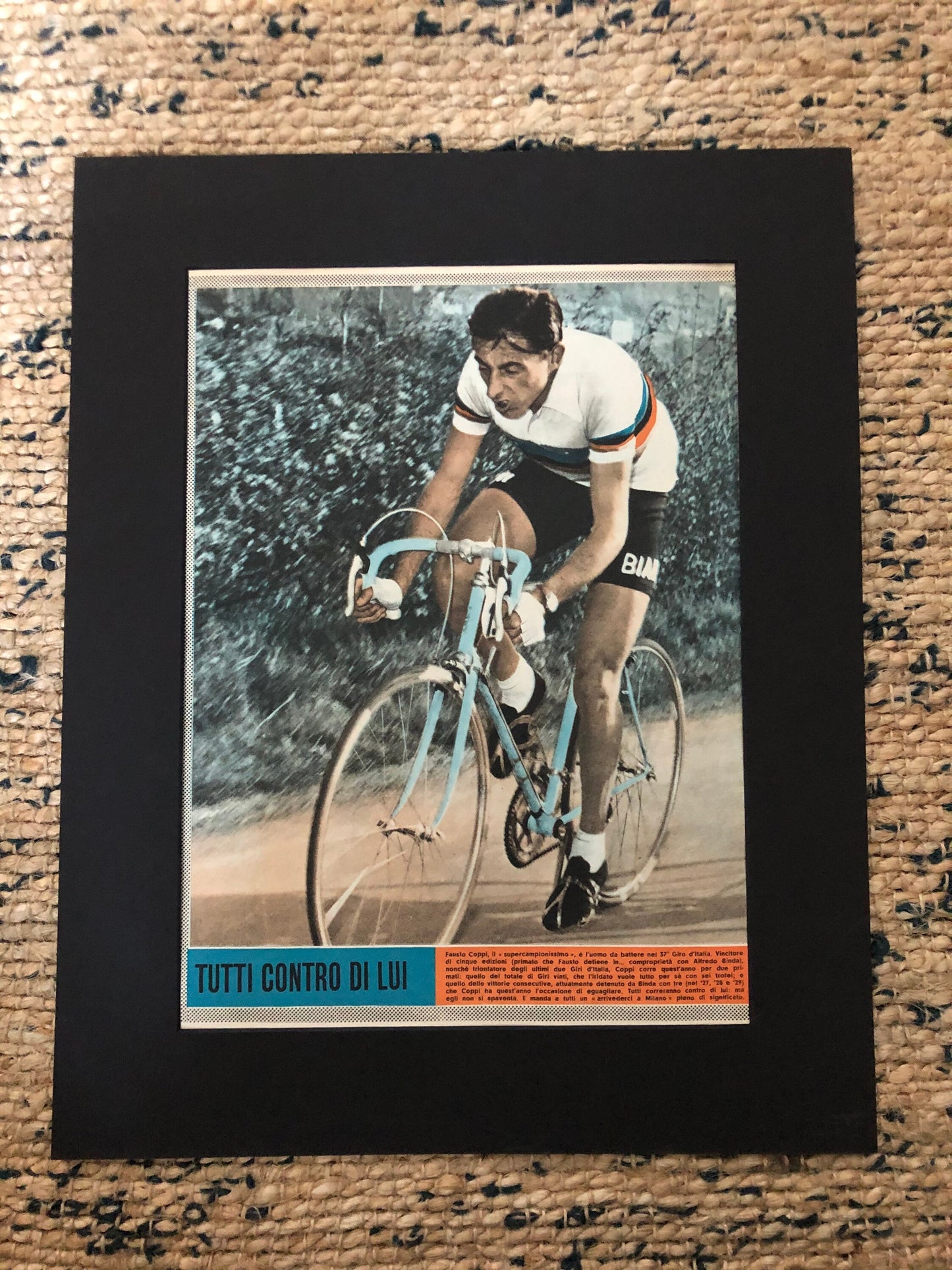 Vintage Cycling print - Fausto Coppi, Bianchi Original, 1953