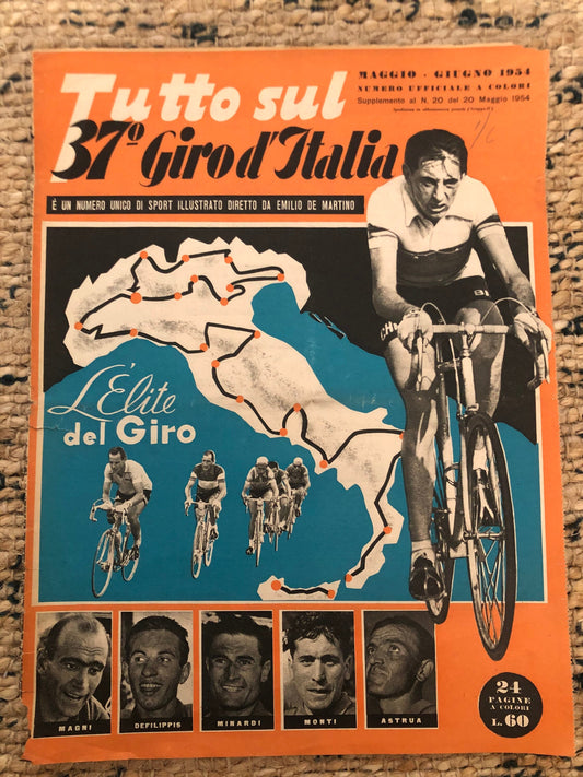 Vintage Cycling Print - Fausto Coppi Bianchi Italian, Original 1954