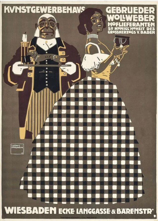 Vintage Advertising Poster - Kunstgewarbehaus Ludwig Hohlwein Beer/Wines, c1905