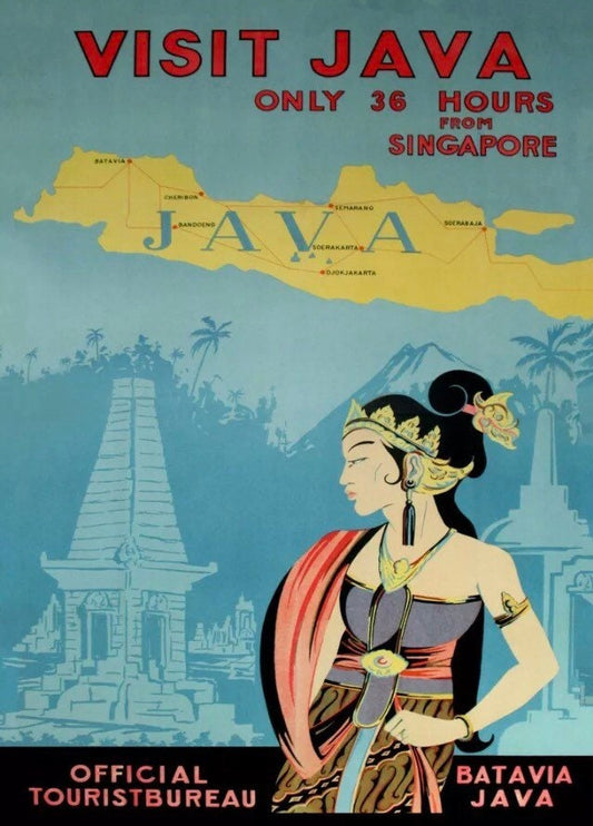 Visit Java tourism Vintage advertising print Art Deco