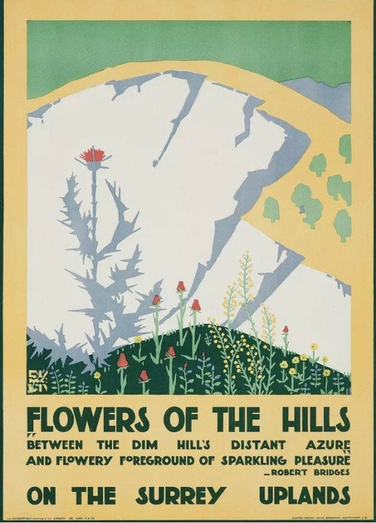 Vintage English Advertising Poster - Surrey Hills by London Underground, Edward McKnight Kauffer, c1920