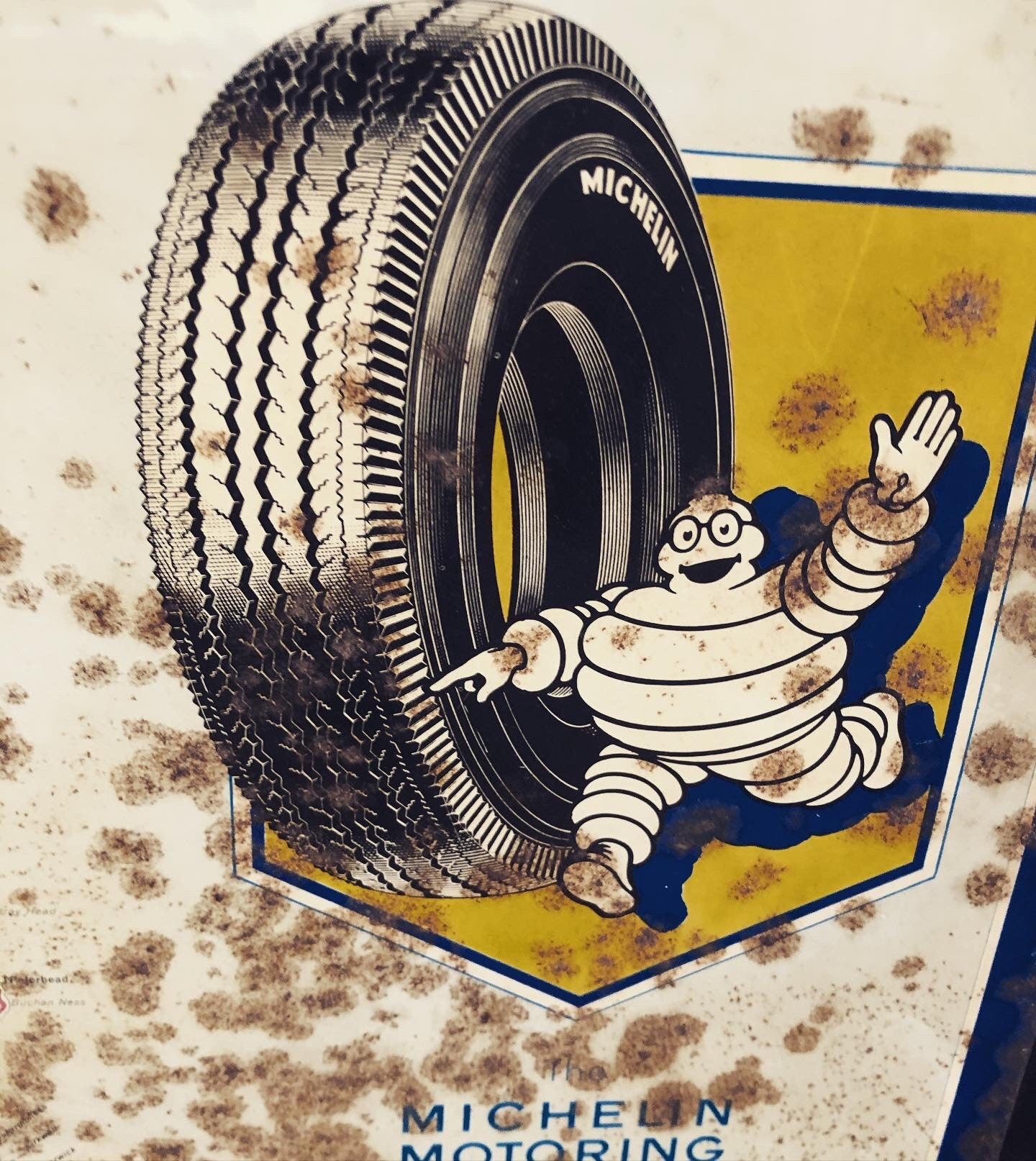 Vintage Advertising Sign - Michelin Tyres / UK map