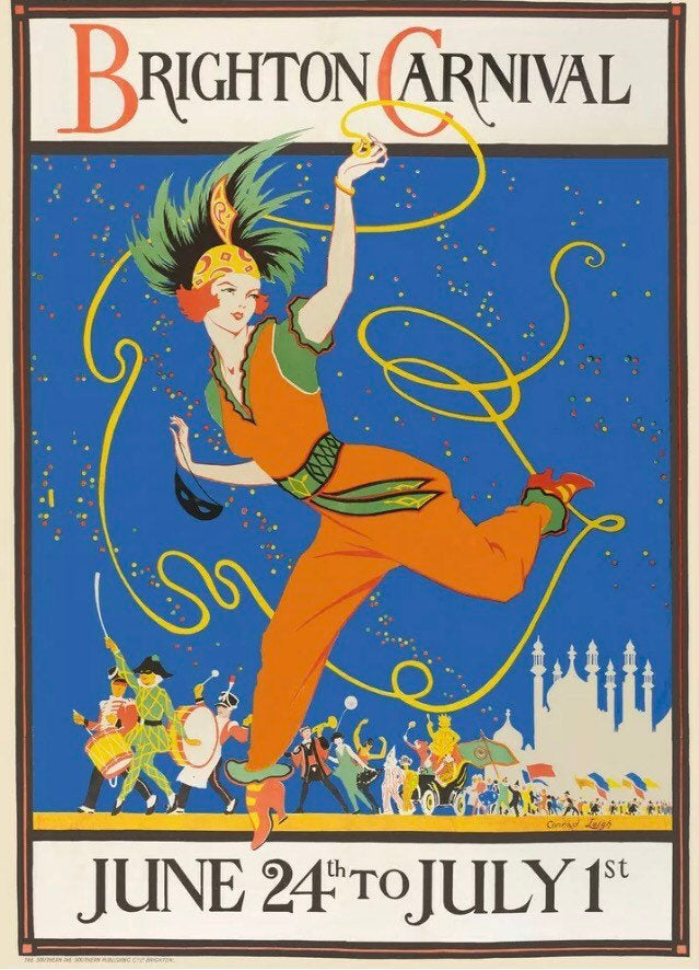 Vintage British Advertising Poster -  Brighton Carnival, 1922