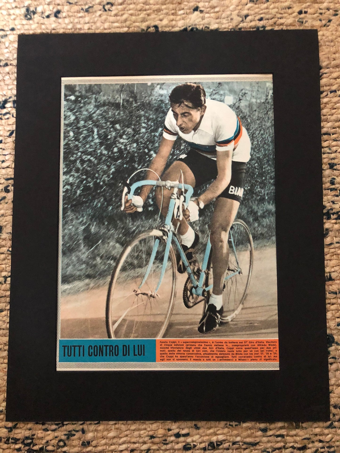 Vintage Cycling print - Fausto Coppi, Bianchi Original, 1953