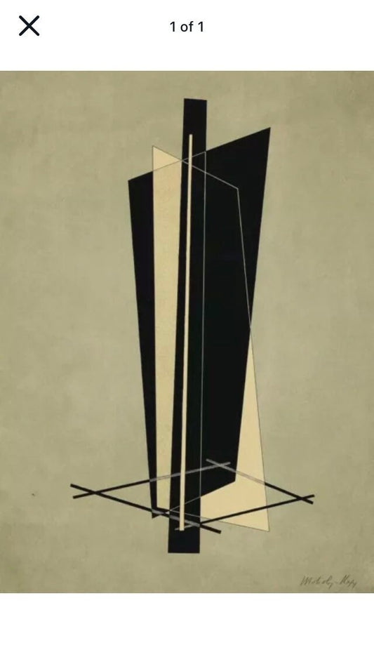 Vintage Design Poster, Bauhaus Constructivism, Laszlo Moholy Nagy “Construction VI” 1920s