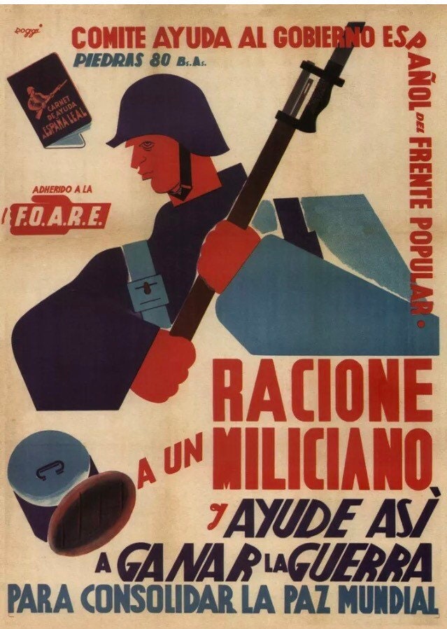 Vintage Propaganda Poster - 'Ration to a Militia Man', Spanish Civil War, 1937