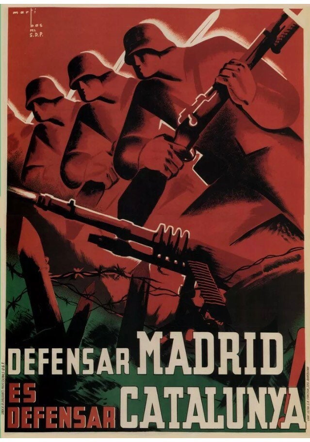 Vintage Spanish Civil War - Madrid/Catalunya, Propaganda Poster, c1938