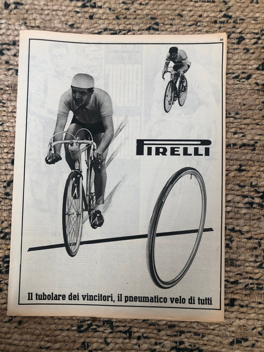 Vintage Advertising Print - Pirelli Pneumatic Bicycle Tyres, 1951