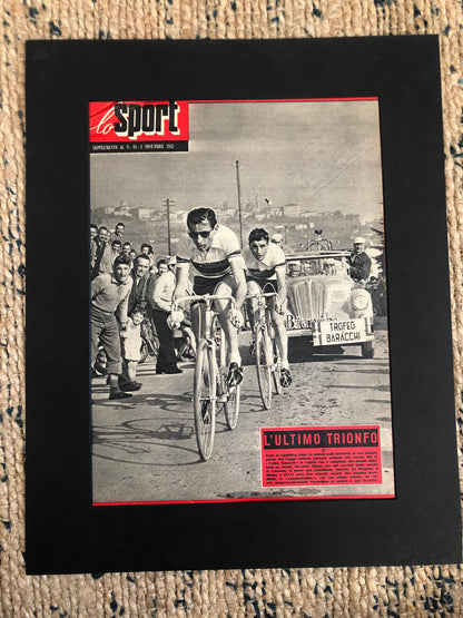 Vintage Cycling Print - Fausto Coppi, Bianchi Original , 1951