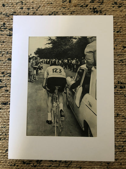 Vintage Cycling Print - Tour de France, Felice Gimondi Bianchi/Salvarani, Original 1965