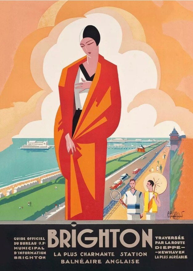 Vintage British Travel Poster - Brighton from Dieppe, British Transport, 1921