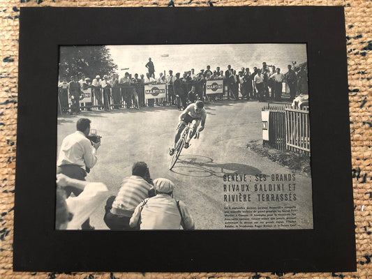 Vintage Cycling Print - Jacques Anquetil, Original 1957