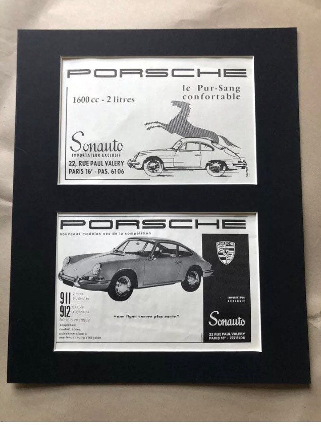 Vintage Advertising Print (French) - Porsche, Original 1965