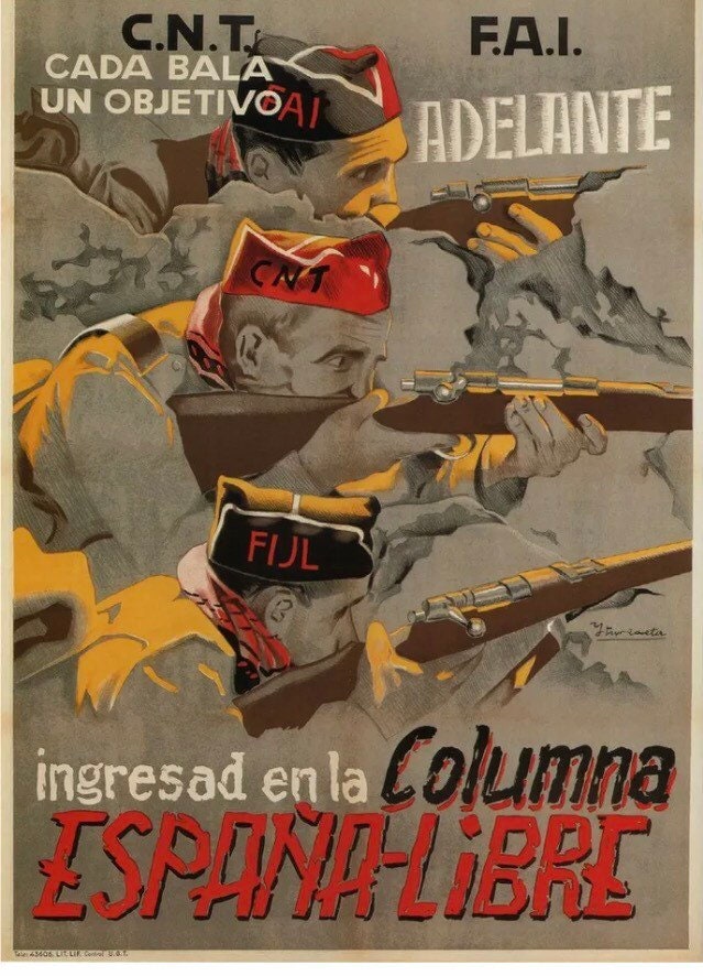 Vintage Propaganda Poster - Spanish Civil War, 'One bullet, One Objective', 1936