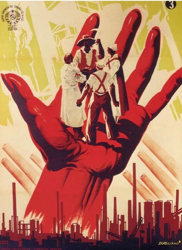 Vintage Spanish Civil War - Communist Party Propaganda Poster,  c1937