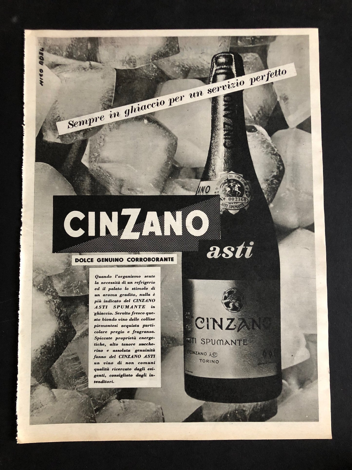 Vintage Advertising Poster - Cinzano Asti, Original 1953