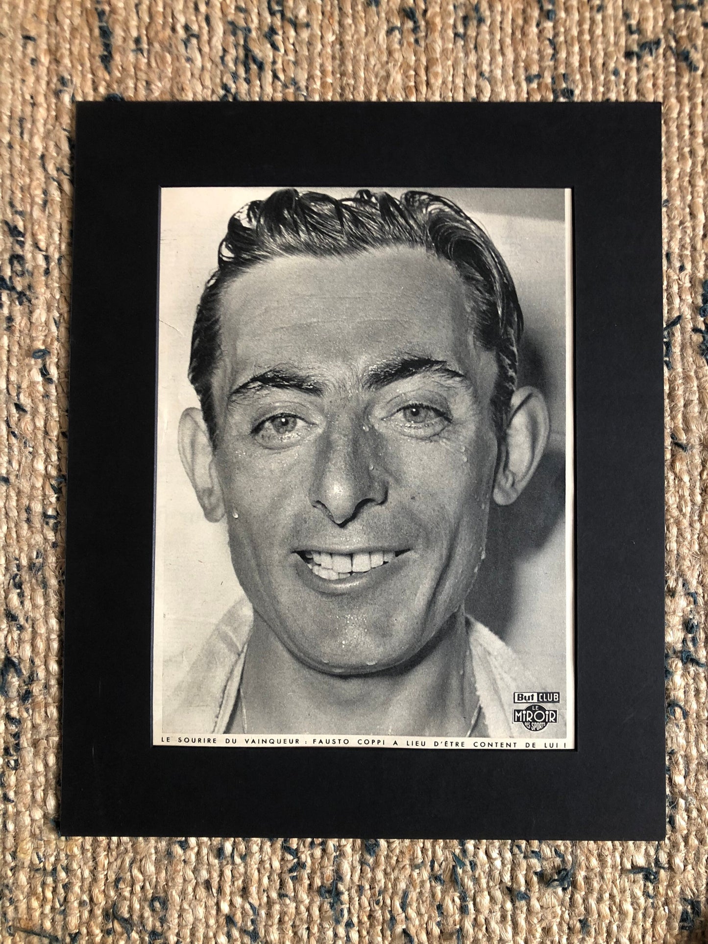 Vintage Cycling Print - Fausto Coppi Portrait Bianchi, Original 1953