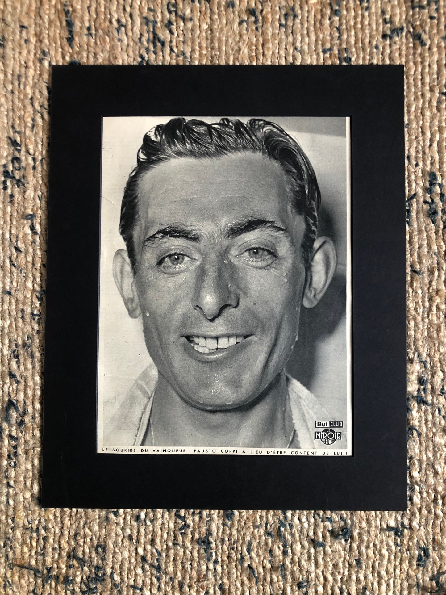 Vintage Cycling Print - Fausto Coppi Portrait Bianchi, Original 1953