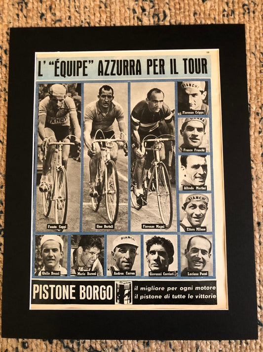 Vintage Cycling Print - Gino Bartali , Fausto Coppi, Original 1953