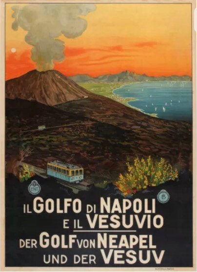 Vintage Travel Poster - Napoli/Vesuvio, Italian, c1924