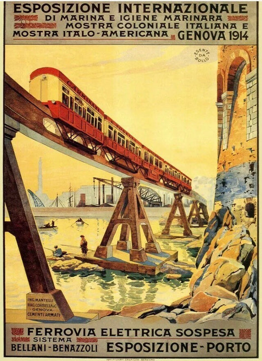 Vintage Tourism Poster - Genova Exhibition, Italian 1914