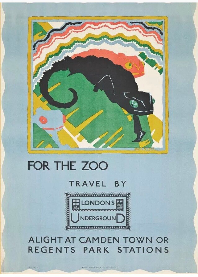 Vintage Advertising Poster - London Transport Underground to 'London Zoo', 1922