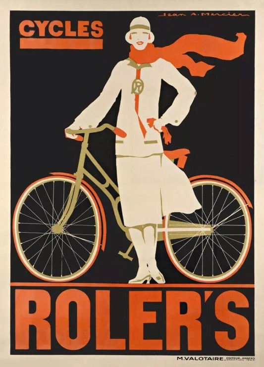 Vintage Bicycle Poster - Cycles Roler, French, 1925