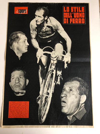 Vintage Cycling Print - Gino Bartali, Original 1953