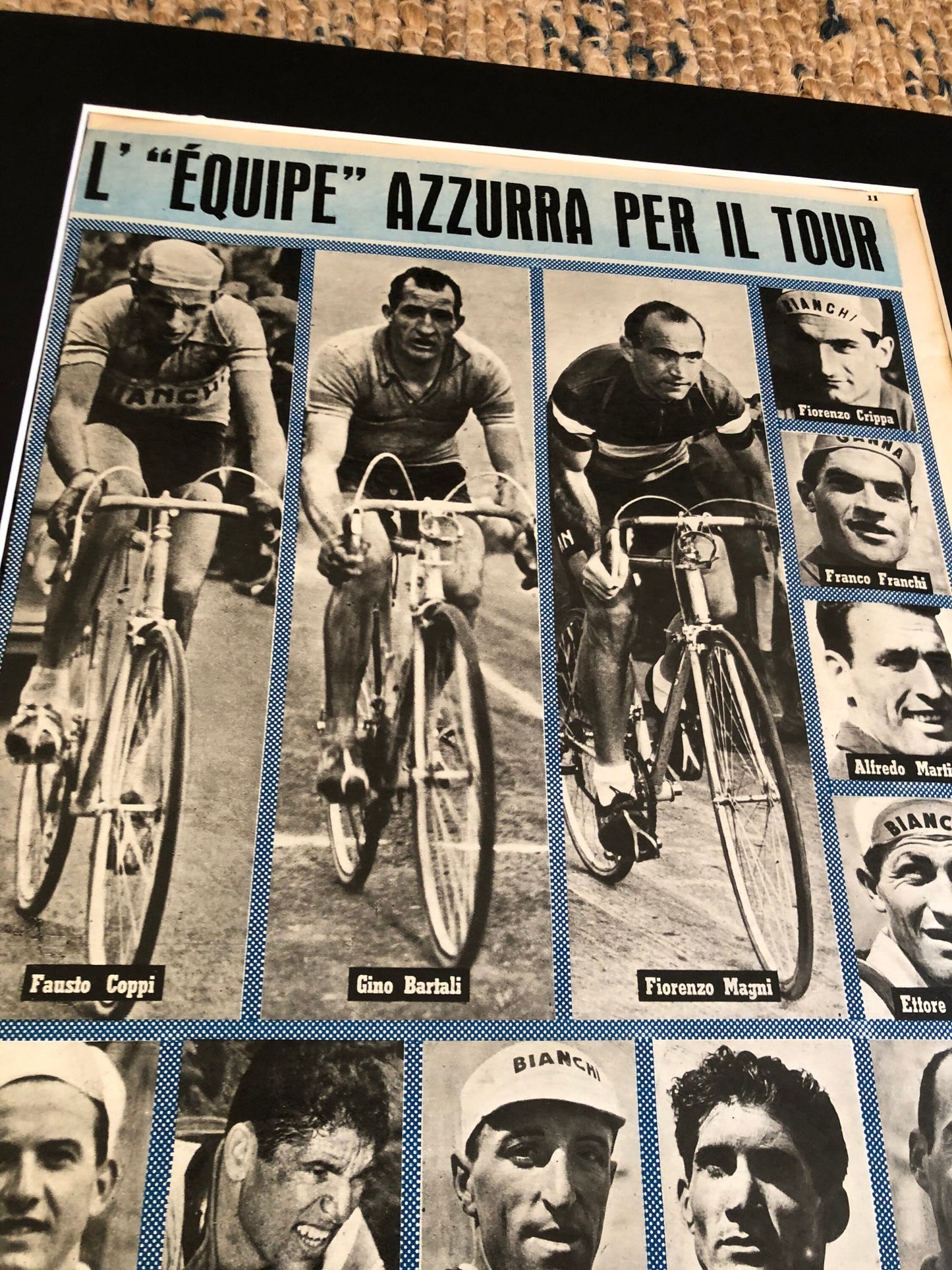 Vintage Cycling Print - Gino Bartali , Fausto Coppi, Original 1953