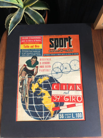 Vintage Cycling Print - Fausto Coppi, Bianchi Italian, Original  1956