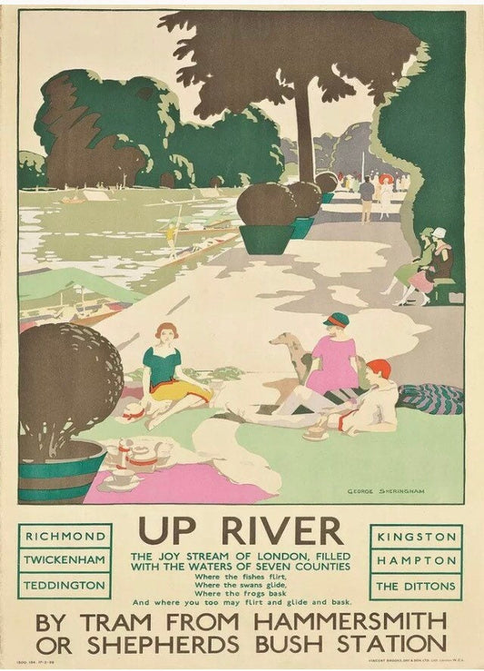Vintage Advertising Poster - Up River, London Underground, c1926