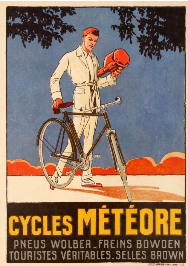 Vintage French Bicycle Poster - Cycles Meteore, c1926