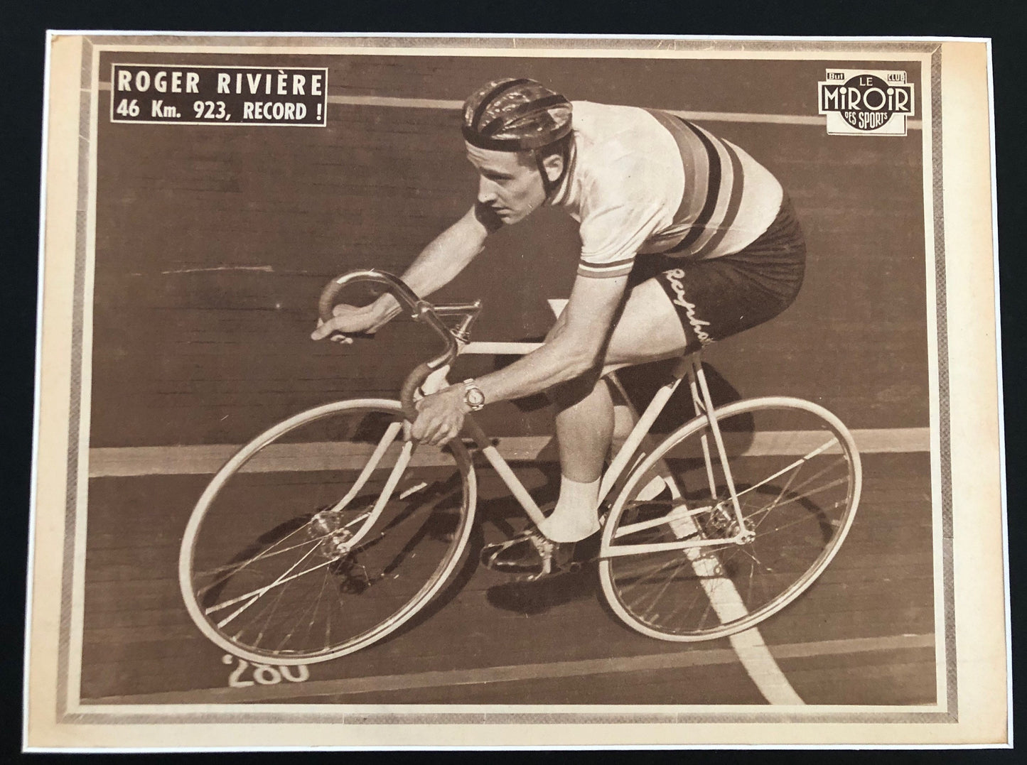 Vintage Cycling Print - Roger Rivière, St Raphael Pista, Original 1957