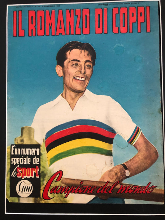 Vintage Cycling Print - Fausto Coppi, Bianchi Original, 1953