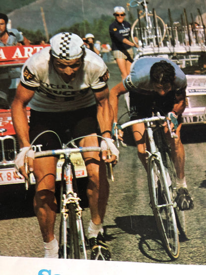 Vintage Cycling Print - Tour de France, Bernard Thevenet/Felice Gimondi, Original 1975