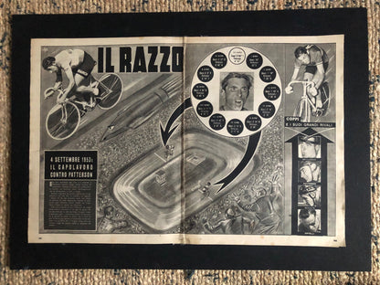 Vintage Italian Cycling Print - Fausto Coppi, 'Il Razzo', Bianchi Original, 1953