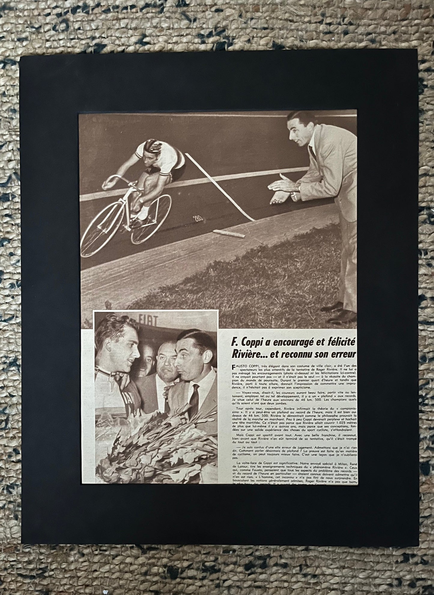 Vintage Cycling Print - Roger Rivière/Fausto Coppi Pista,  Original 1957