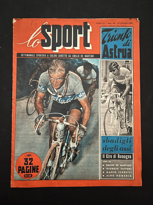 Vintage Cycling Print - Tour de France, Atala/Emilio de Martino, Original 1953