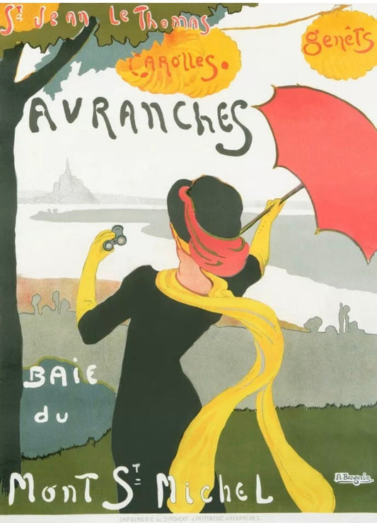 Vintage Advertising Poster - Avranches, Mont st Michel, Art Deco, c1930s