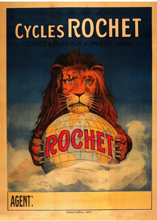 Vintage French Bicycle Poster - Cycles Rochet,  1900s