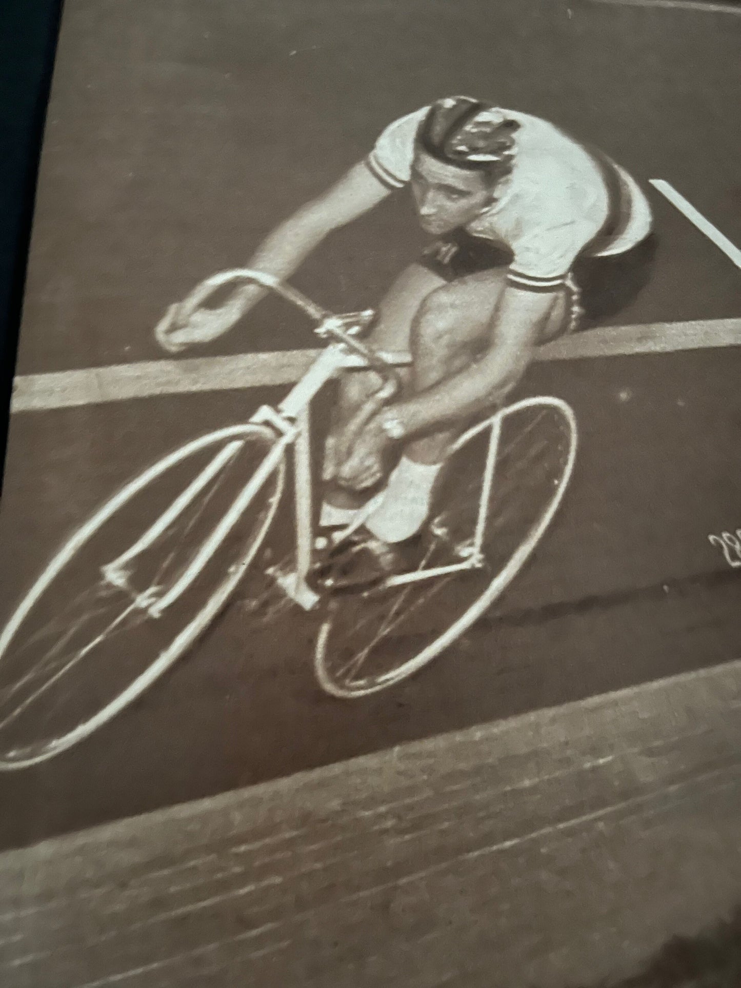 Vintage Cycling Print - Roger Rivière/Fausto Coppi Pista,  Original 1957