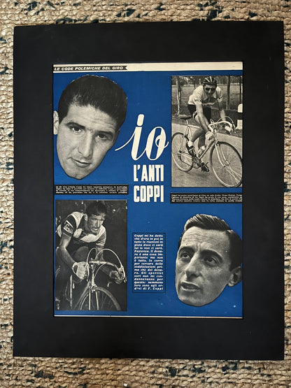 Vintage Cycling Print- Fausto Coppi/Guido de Santi, Original 1953